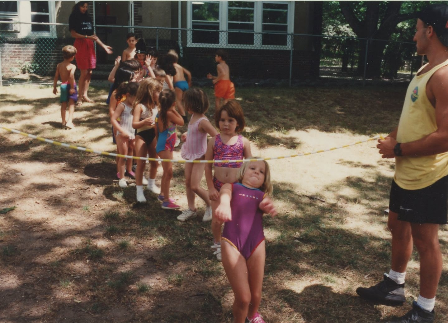 summer camp, kids, limbo pole, limbo rope