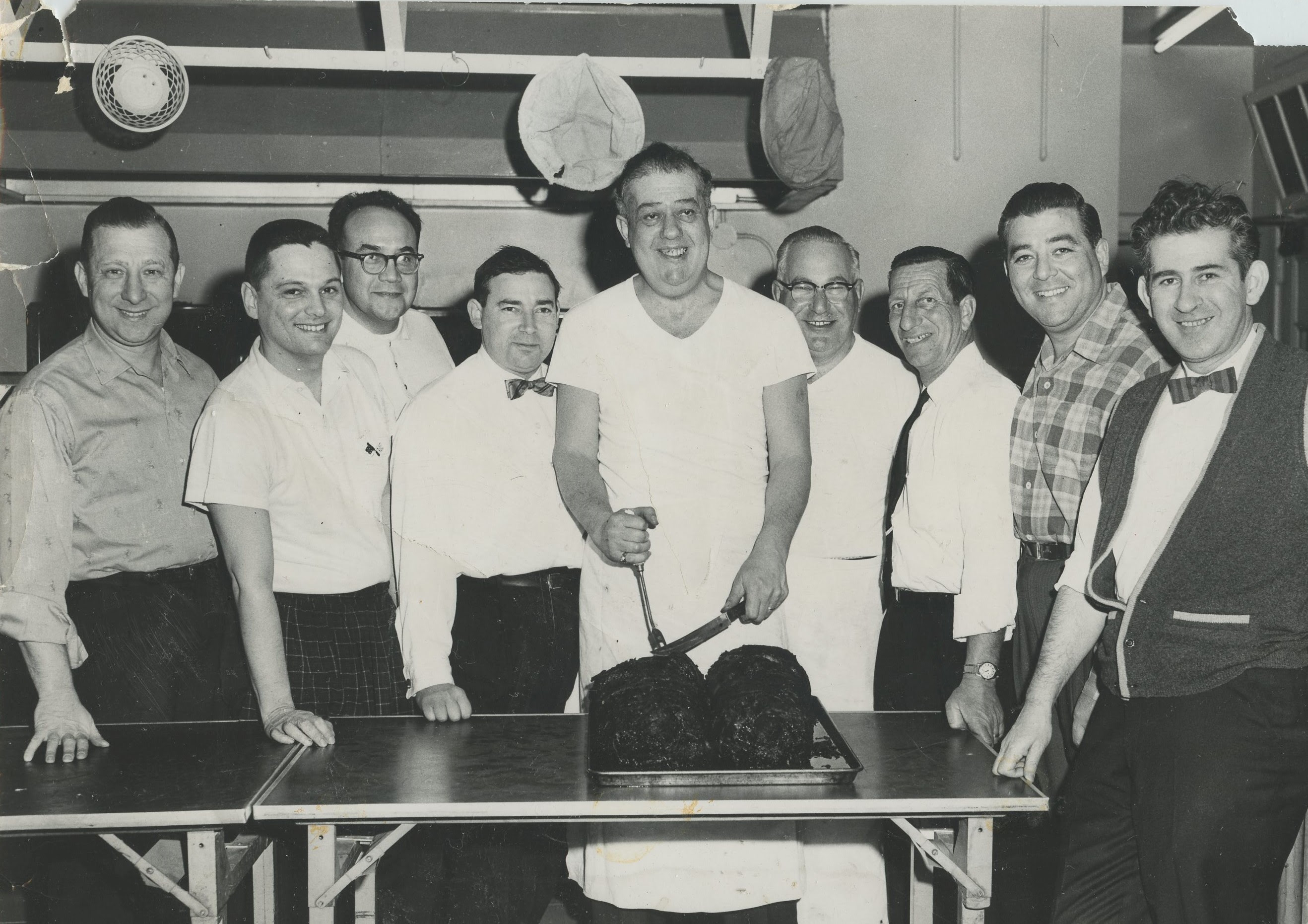 Paterson Cub Scouts Dinner carving station, fathers, Paterson NJ, 1963