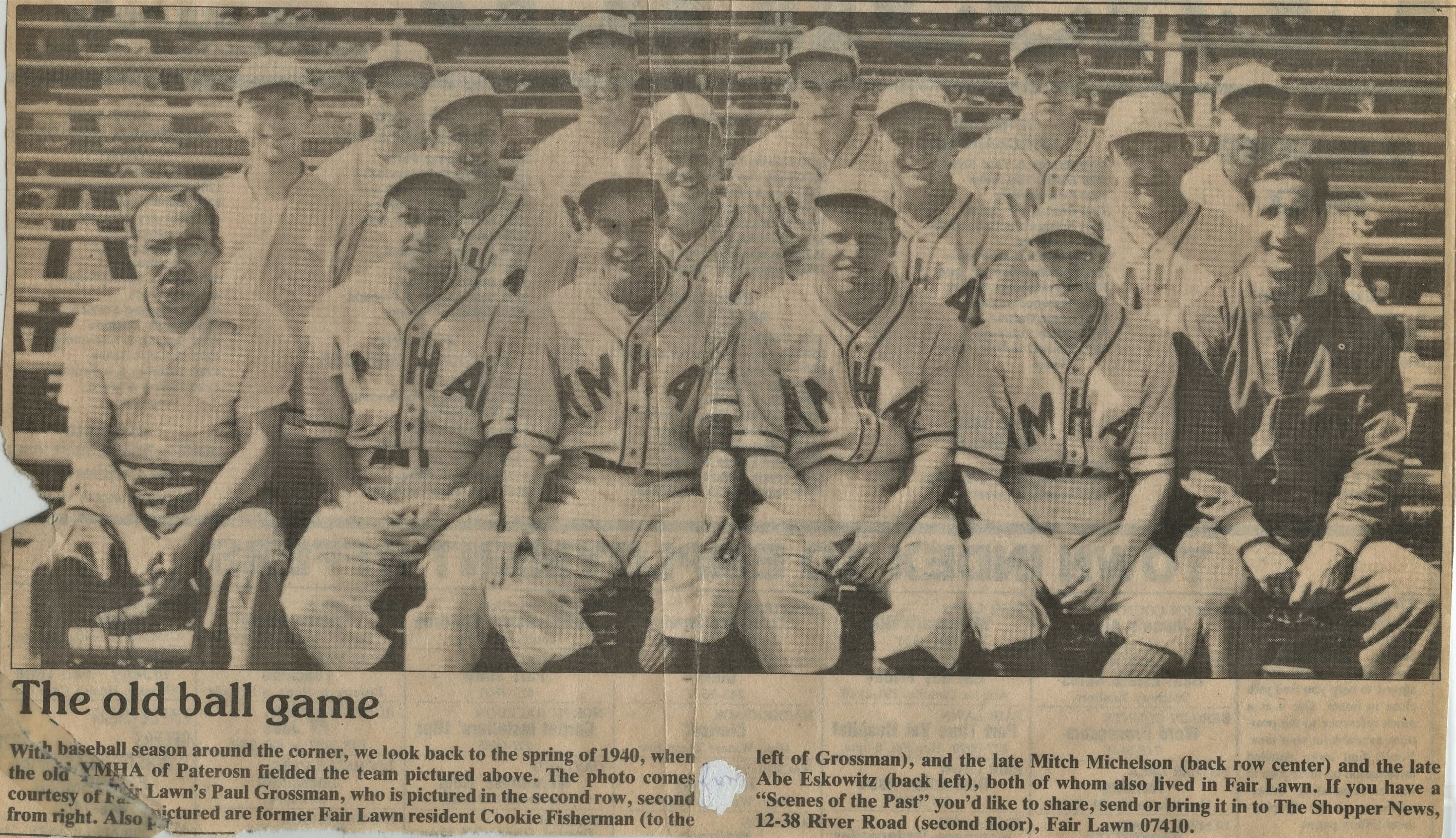 Paterson Baseball Team, 1940, Cookie Fisherman, Mitch Michelson, Abe Eskowitz, Paul Grossman