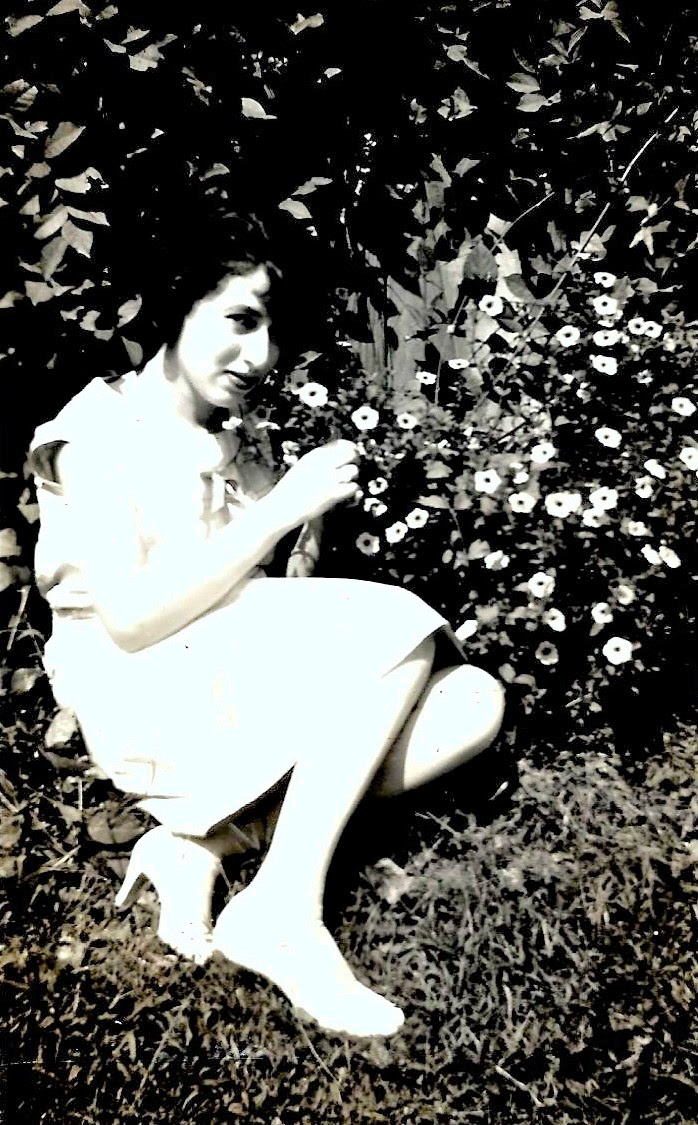 Woman, spring flowers, Northern New Jersey