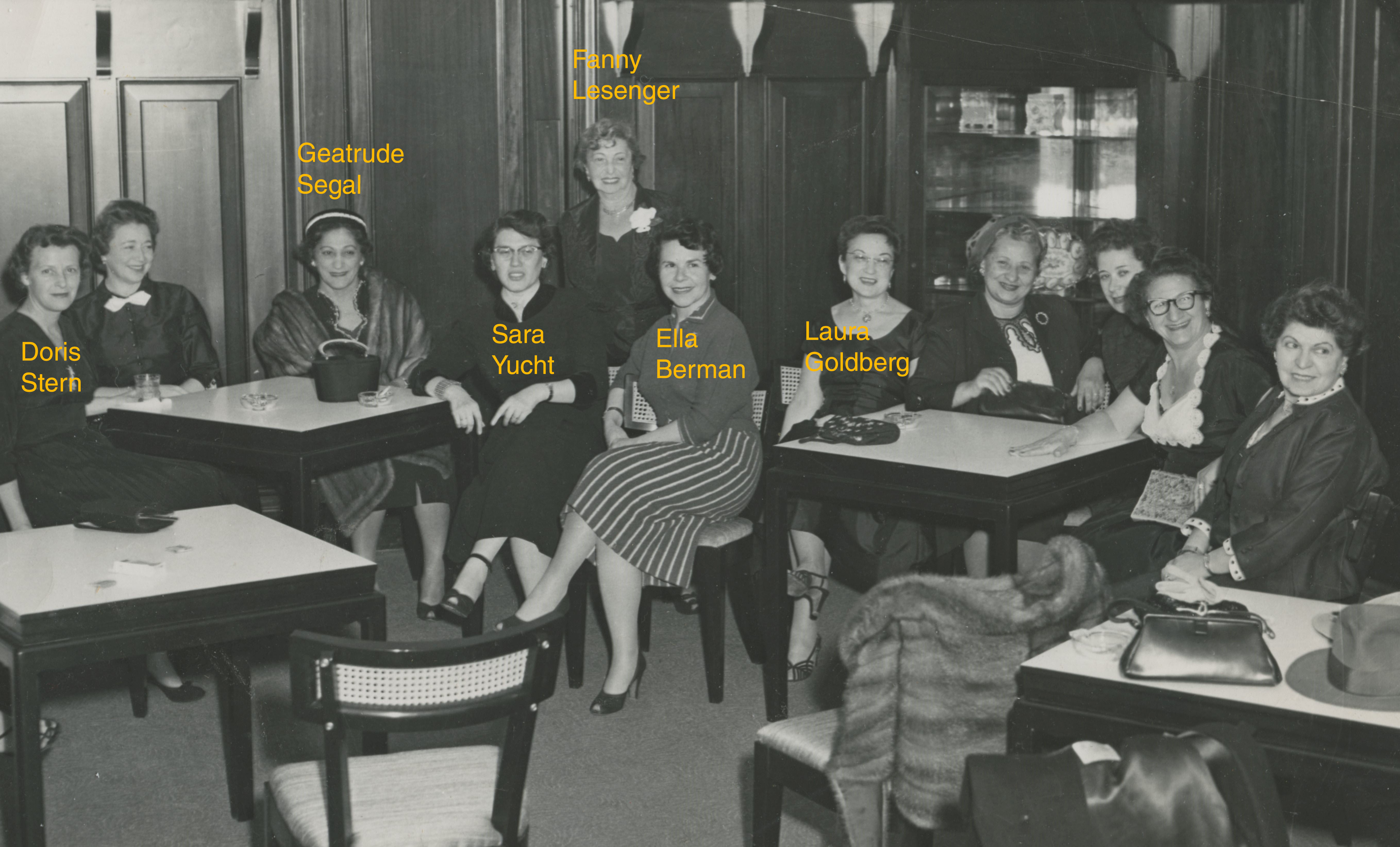 Paterson Temple Emanuel women's group, Paterson NJ, Doris Stern, Geatrud Segal, Sara Yucht, Fanny Lesenger, Ella Berman, Laura Goldberg