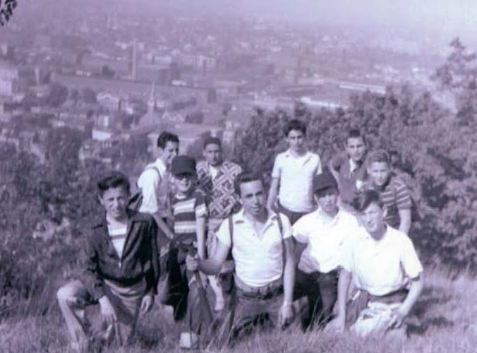 The Spartans, Garrett Mountain, Paterson NJ, c.1954, Moe Liss, Irwin Harelick, Bobby Nussman, David Rockford, Howie Sachs, Leon Kurland, Paul Grossman, Mel Druin, Alan Geisler, Jerry Grabowsky
