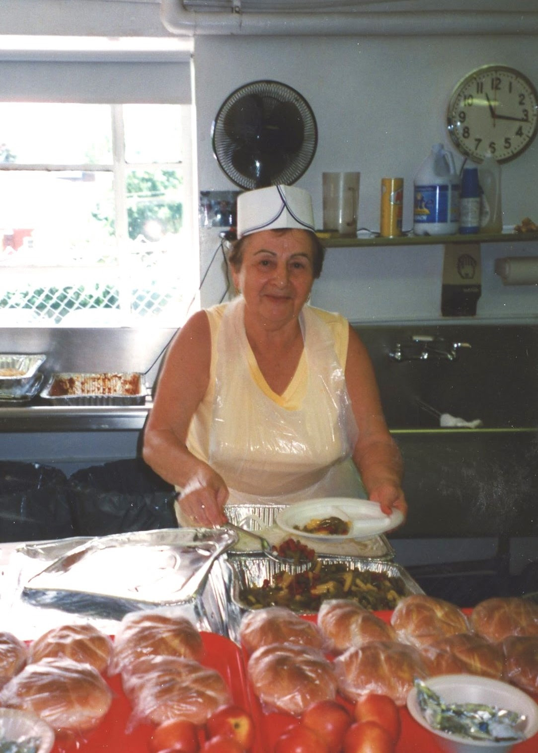 Volunteer preparing hot meal