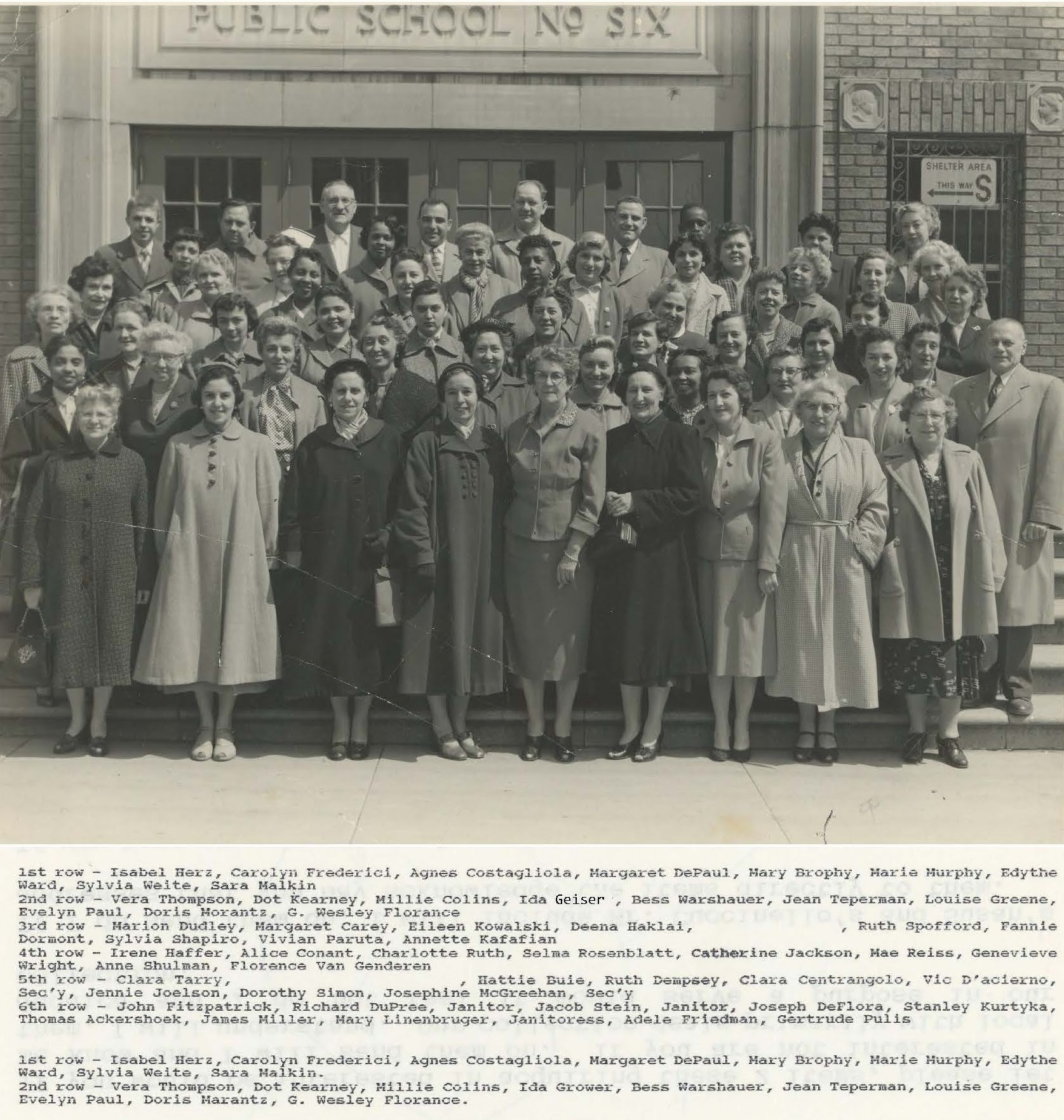 Paterson School 6 teachers, 1956. 
