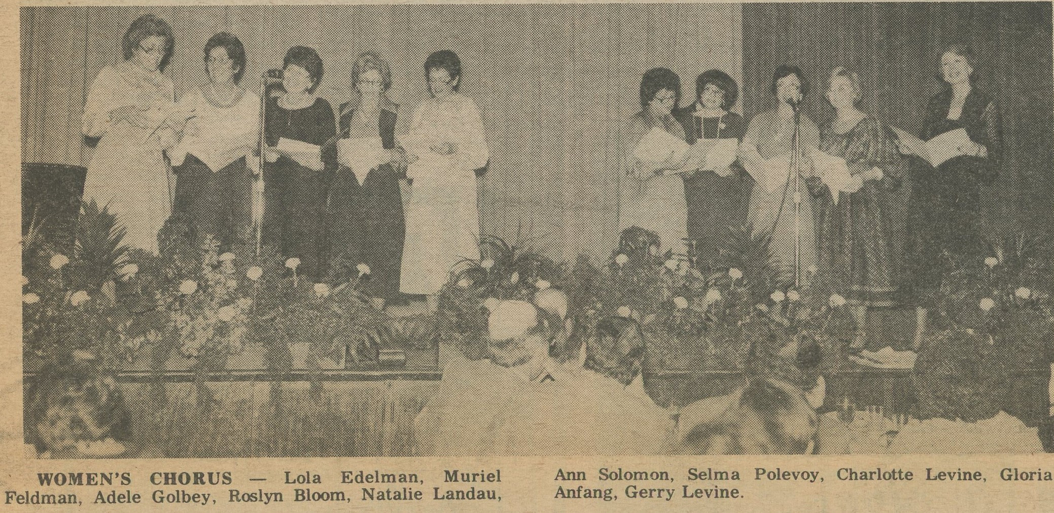 Teaneck New Jersey, Women's Chorus, Lola Edelman, Muriel Feldman, Adele Golbey, Roslyn Bloom, Natalie Landau, Ann Solomon, Selma Polevoy, Charlotte Levine, Gloria Anfang, Gerry Levine