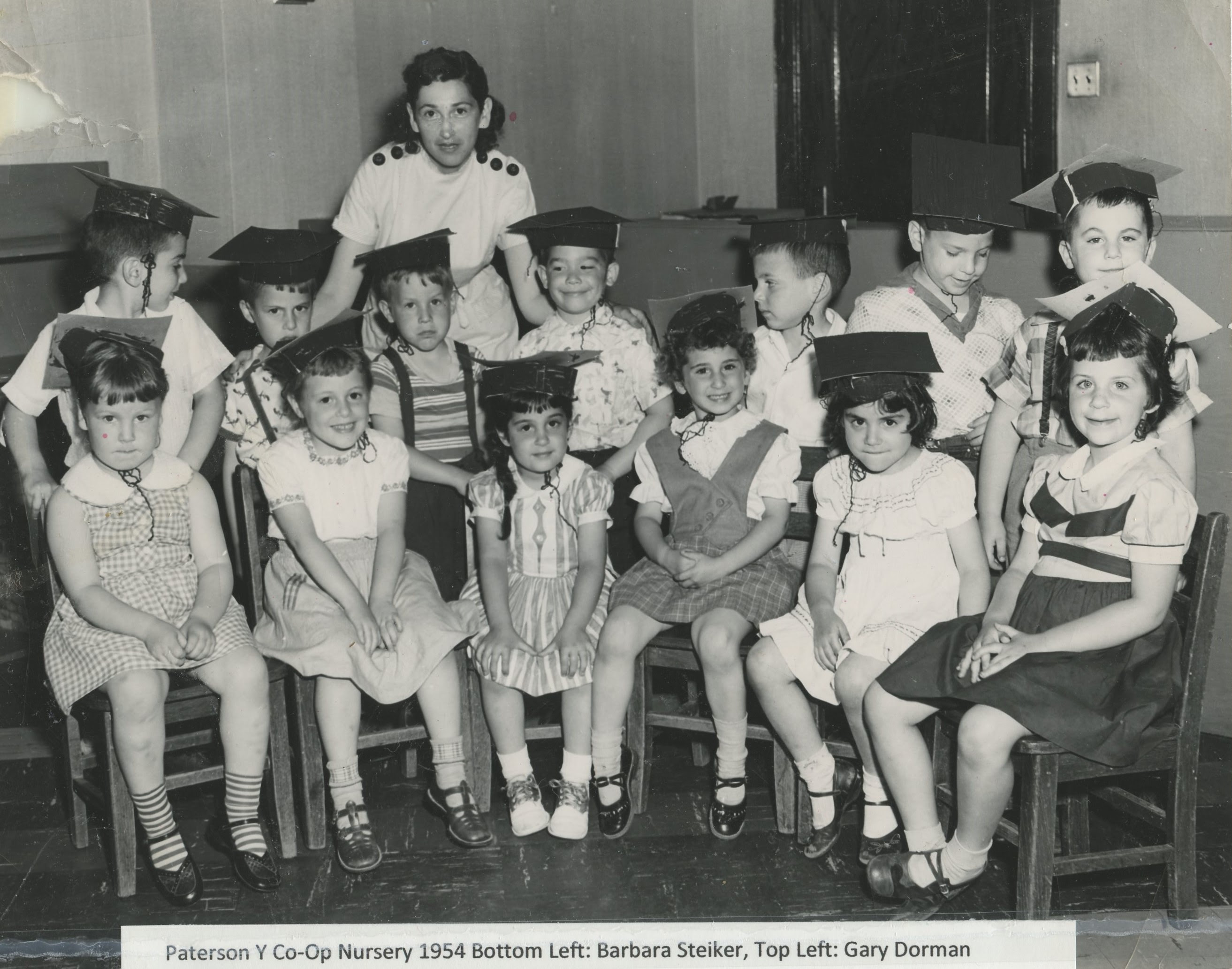 Paterson (New Jersey) Y Co-op Nursery School Graduation, 1954, Barbara Steiker, Gary Dorman, Debby Doktor