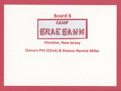 Camp Brae Bank, Kinnelon NJ, Phil (Chick) Miller, Eleanor Remick Miller