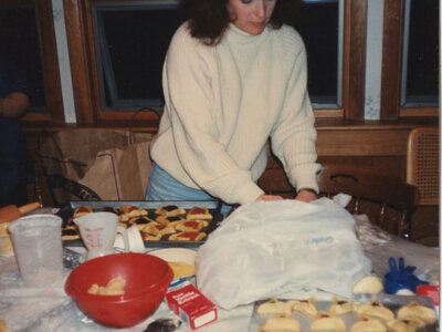 Andrea Singer, B'nai B'rith Women, Northern New Jersey, cooking Hamantaschen, 1991