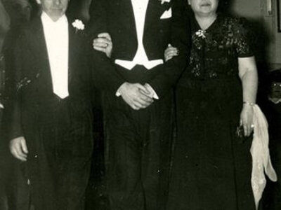 Northern New Jersey, Wedding procession down the aisle, Groom, Irving Tribucher, Harry Tribucher, Jennie Tribucher, tails, top hats