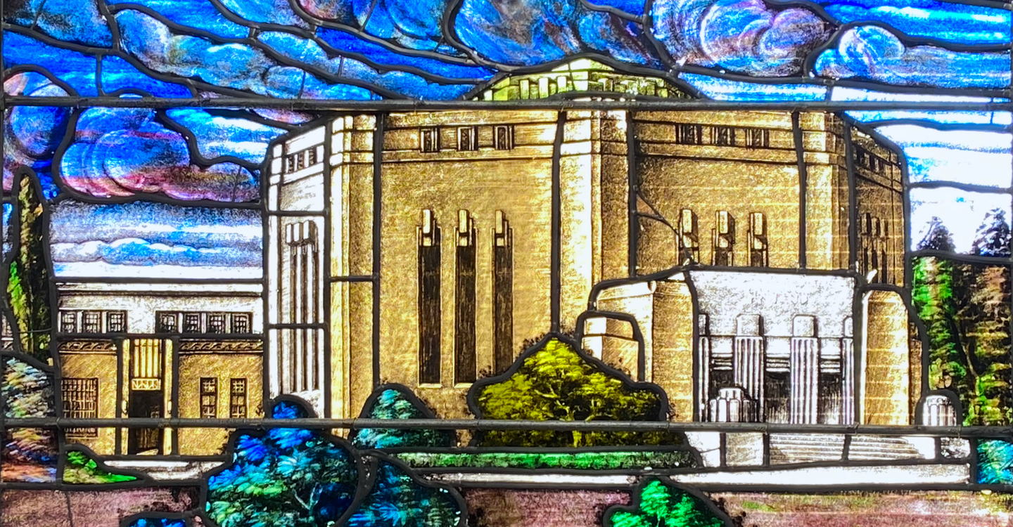Stained glass window from and of Temple Emanuel in Paterson, NJ
